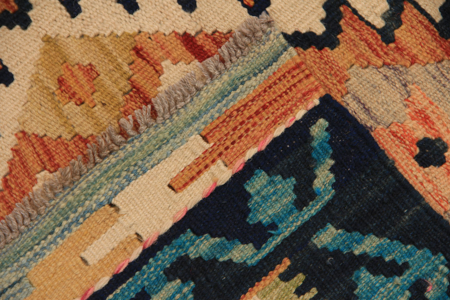 13' X 3' 3"  Multy Handmade Veggie Dye Kilim Rug Runner