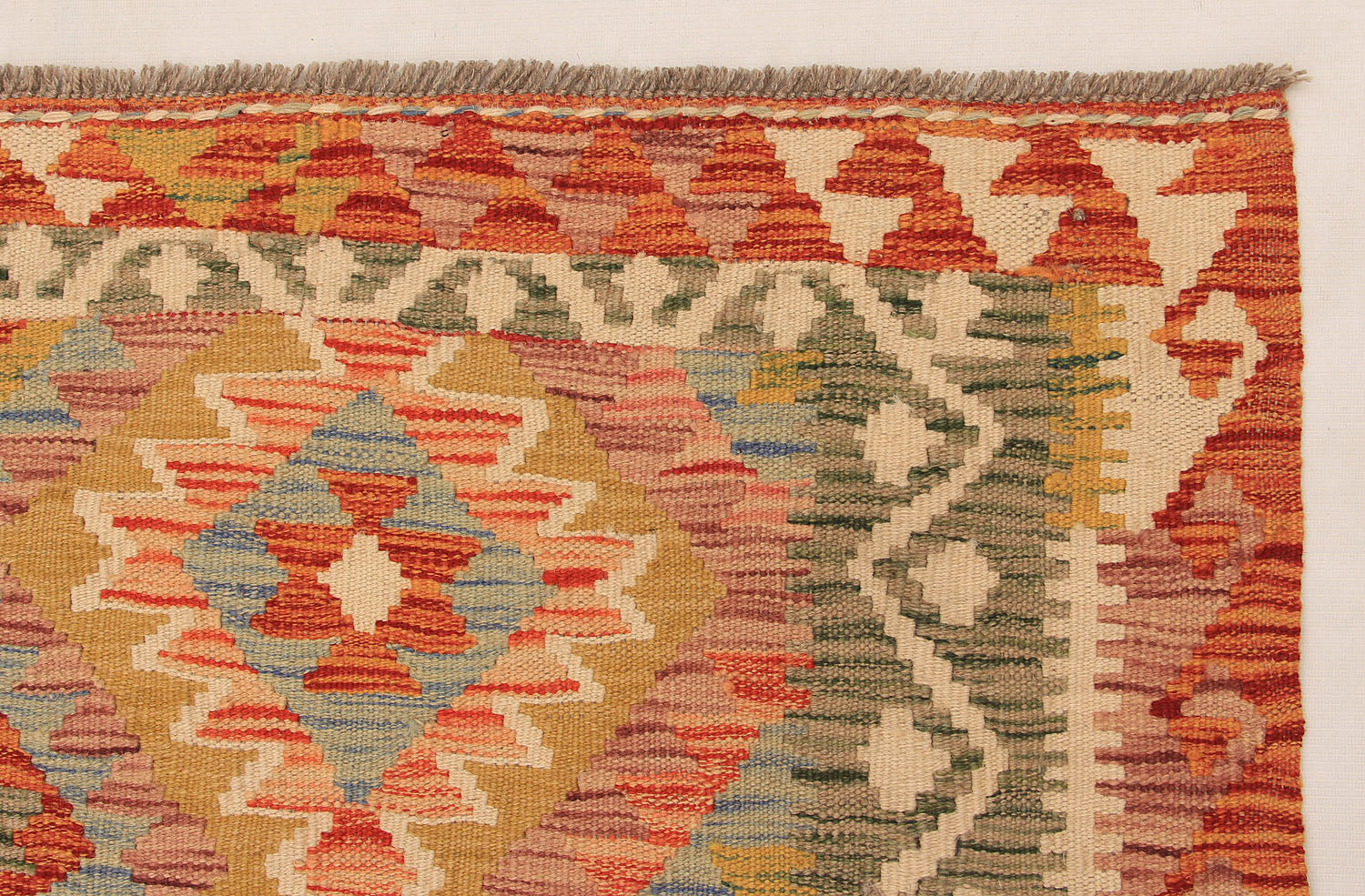 4' 6" x 6' 6  Ivory Handmade Pai Murgh Soumak Kilim Rug Rectangular