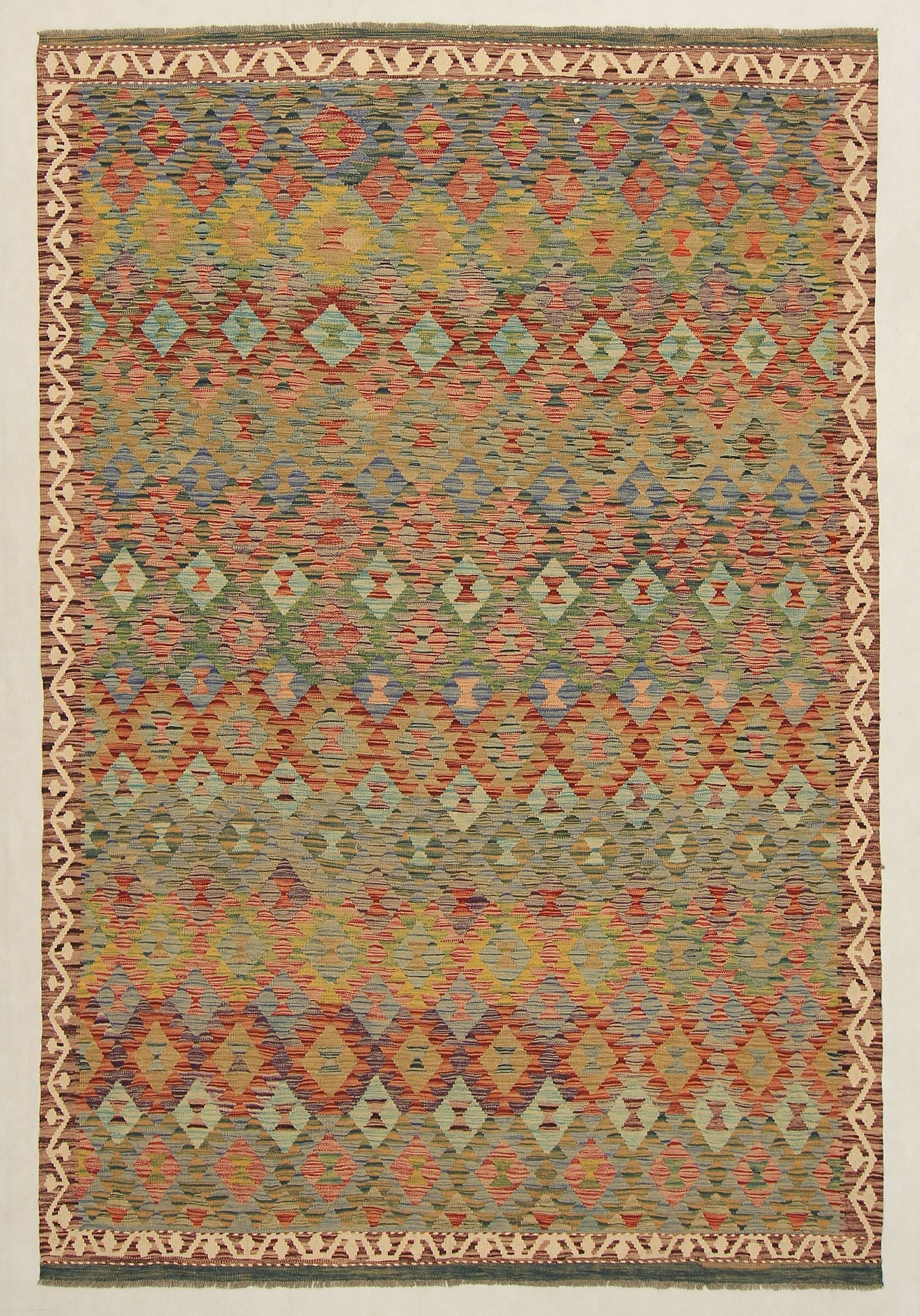 6' 6"X 10'  Multy Handmade Veggie Dye Kilim Rug Rectangular