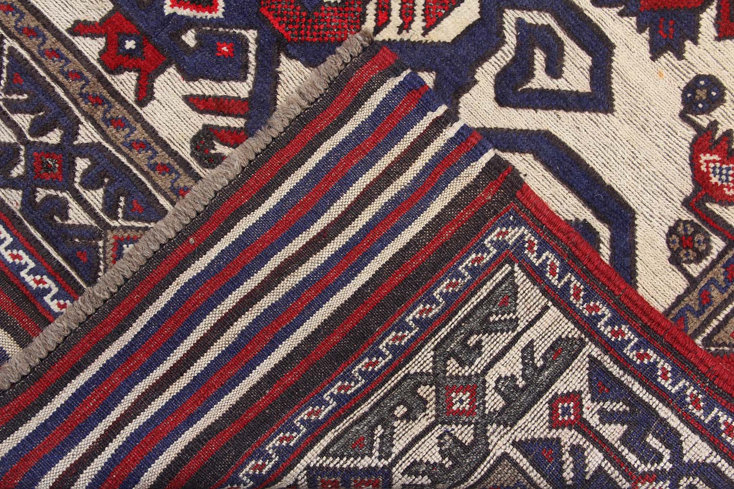 4' 6" x 6' 6  Ivory Handmade Berjista Afghan Rug Rectangular