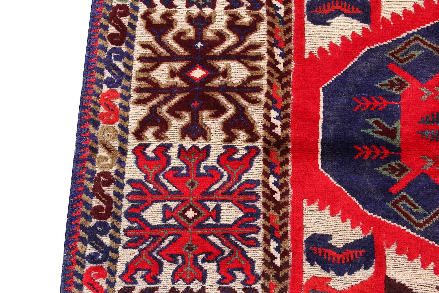4' x 6'  Red Handmade Berjista Afghan Rug Rectangular