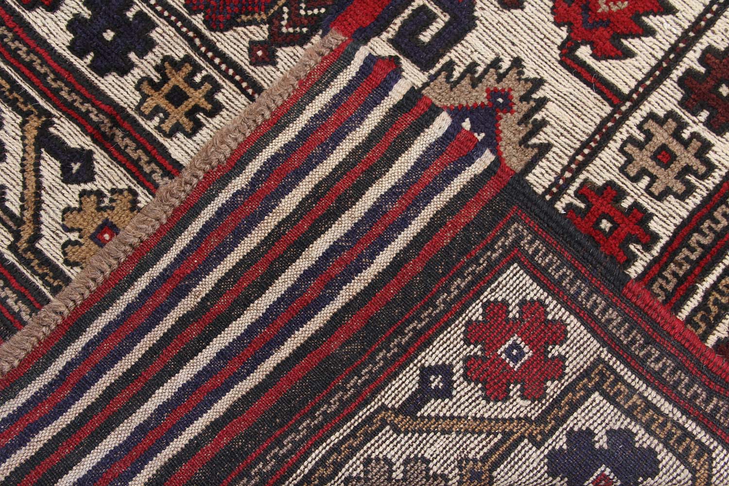 4' 6" x 6' 6  Ivory Handmade Berjista Afghan Rug Rectangular