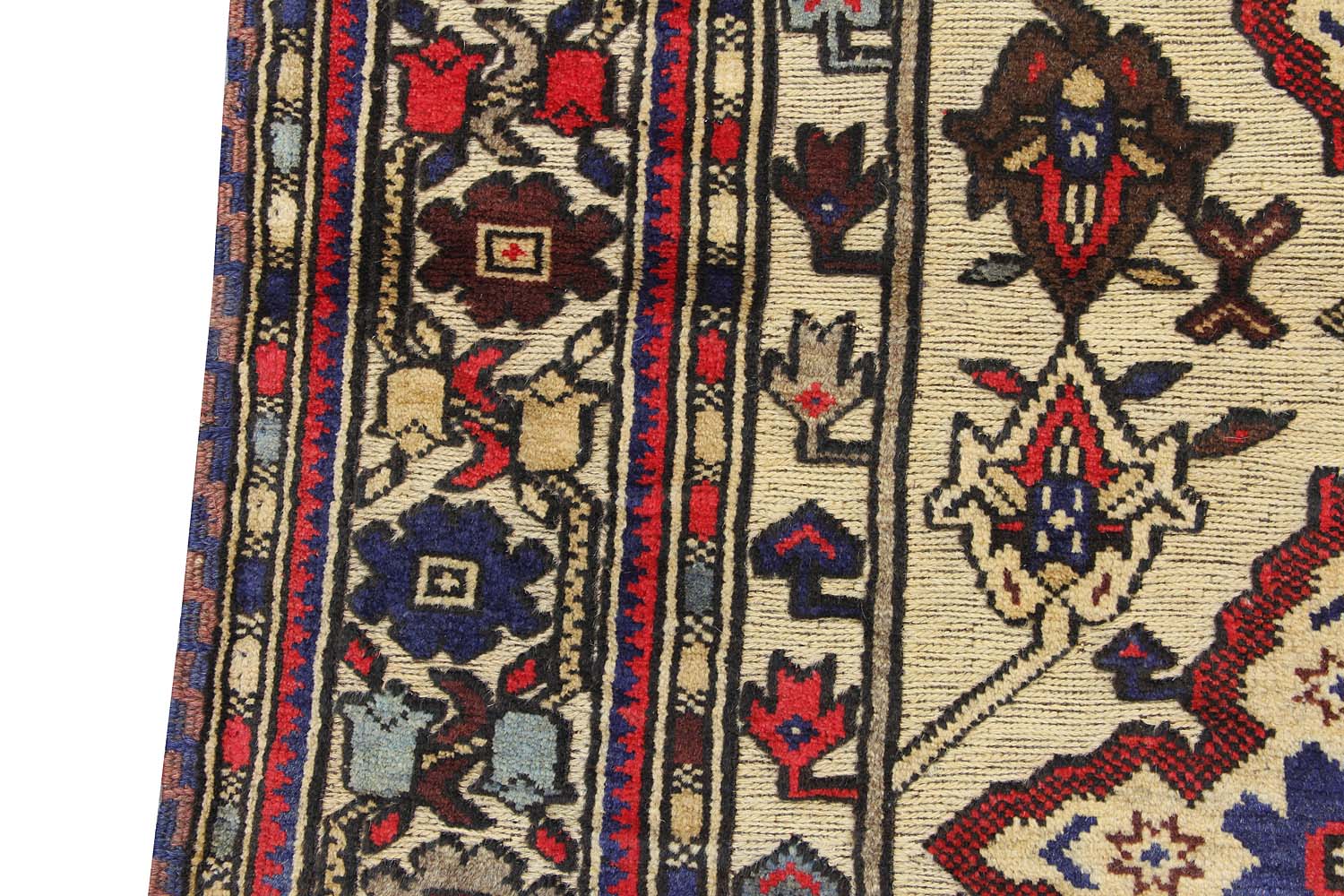 4' x 6'  Ivory Handmade Berjista Afghan Rug Rectangular
