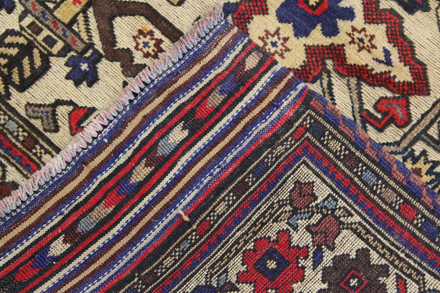 4' x 6'  Ivory Handmade Berjista Afghan Rug Rectangular