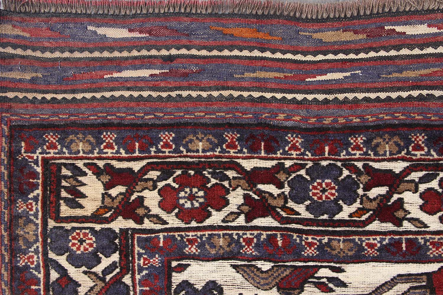 Ivory Handmade Berjista Afghan Rug Rectangular