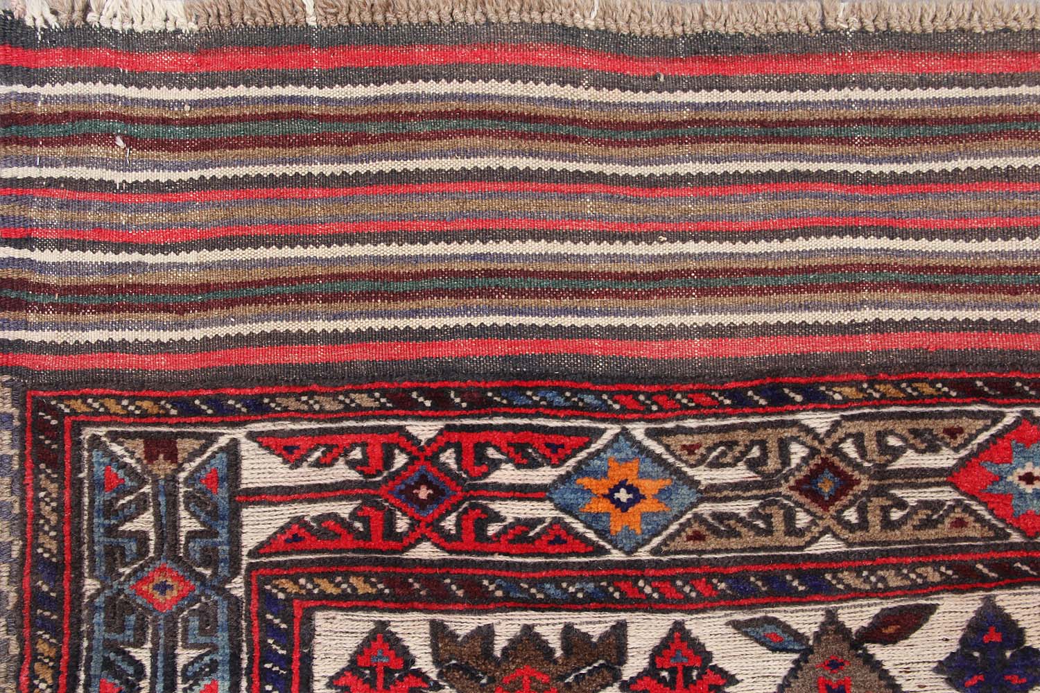 4' 6" x 6' 6  Ivory Handmade Berjista Afghan Rug Rectangular