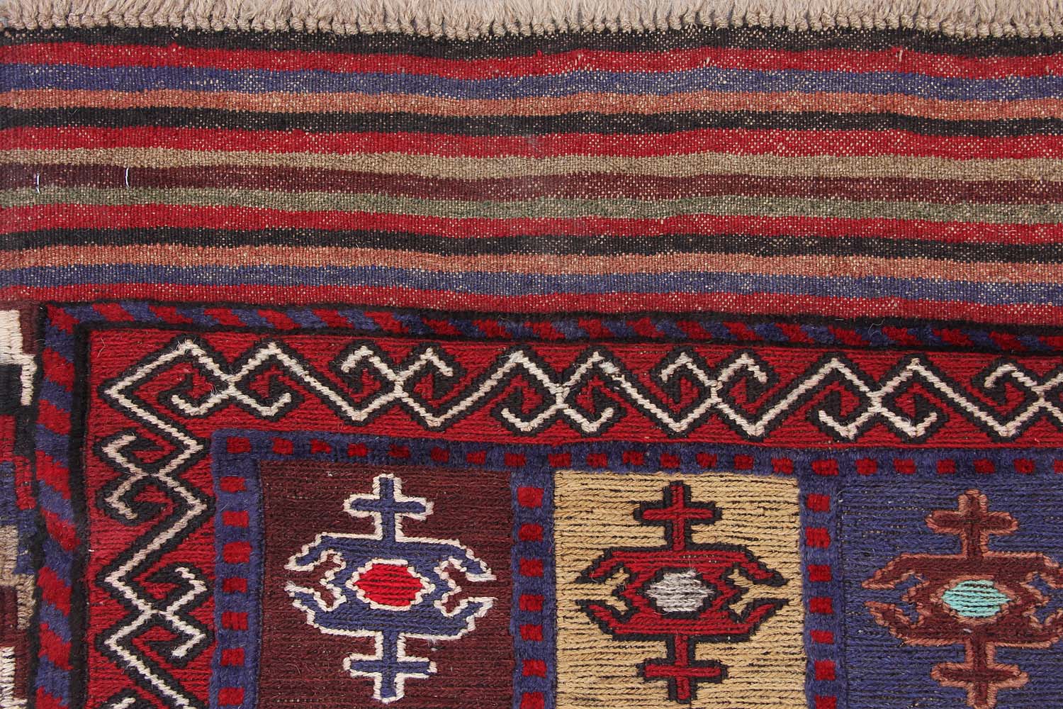 4' 6" x 6' 6  Multi Handmade Berjista Afghan Rug Rectangular