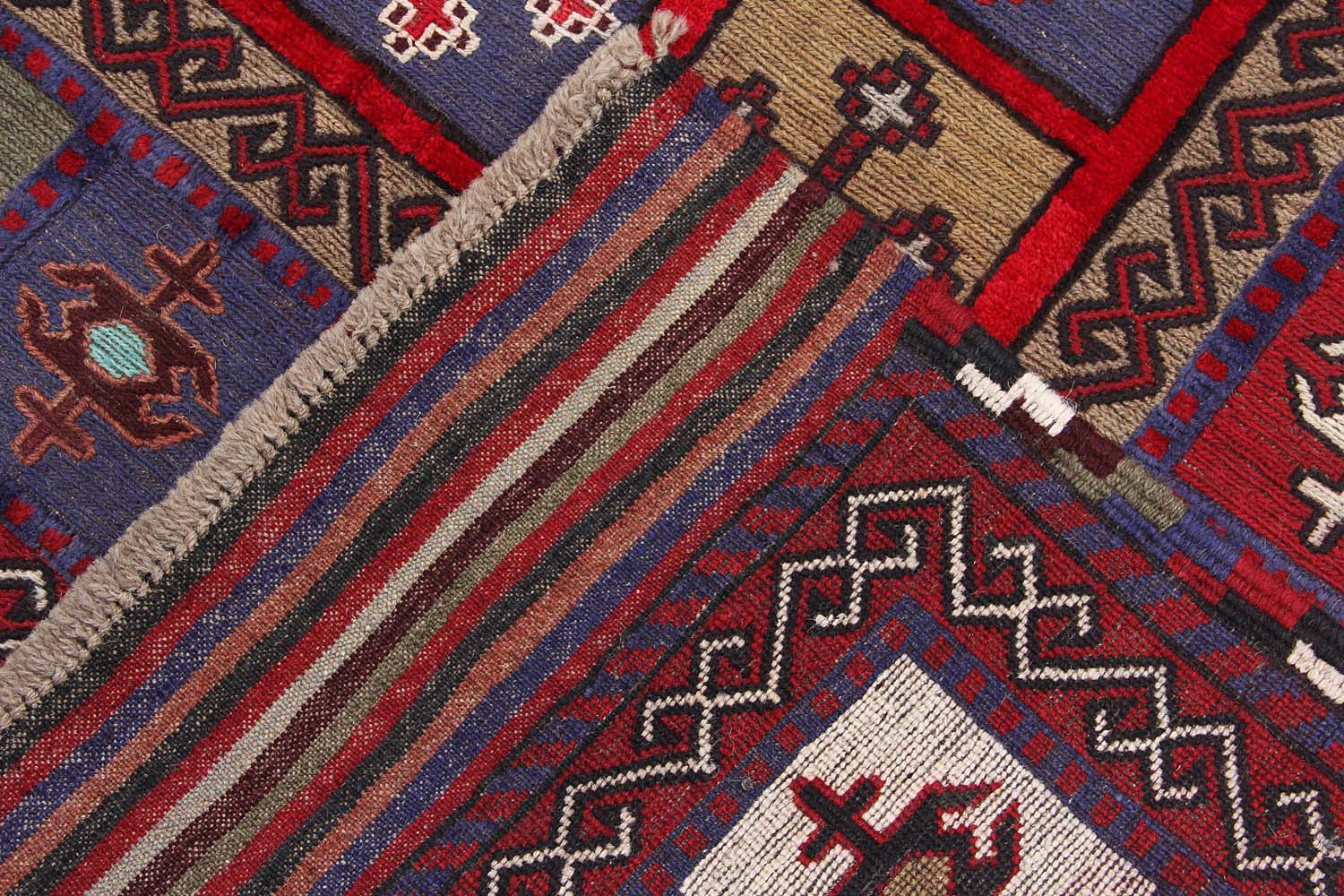 4' 6" x 6' 6  Multi Handmade Berjista Afghan Rug Rectangular