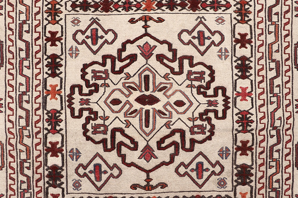 Ivory Handmade Pai Murgh Soumak Kilim Rug Rectangular
