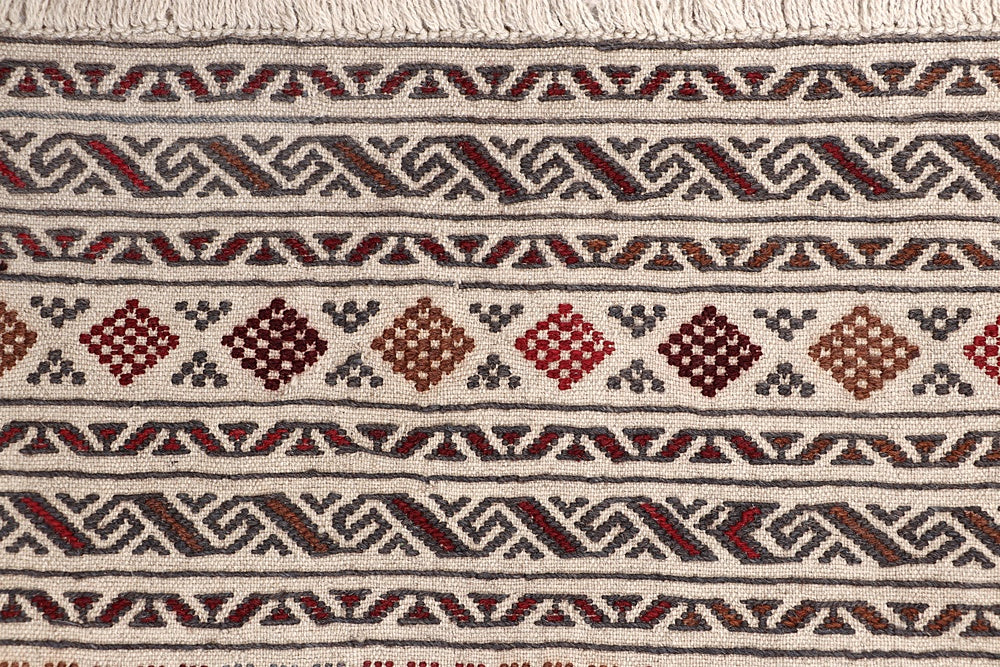 Ivory Handmade Pai Murgh Soumak Kilim Rug Rectangular