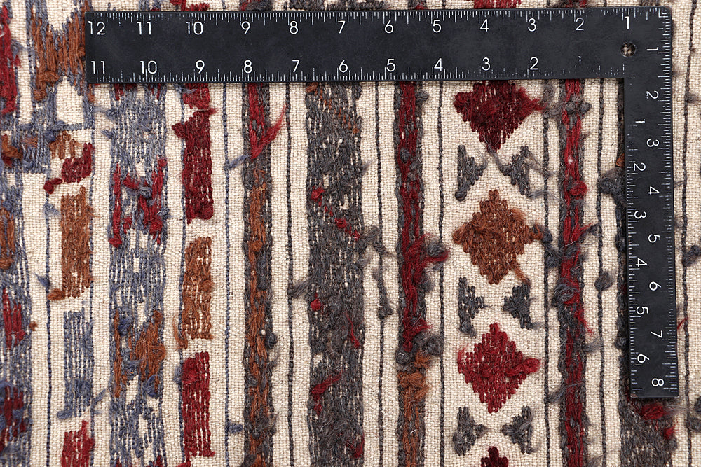 Ivory Handmade Pai Murgh Soumak Kilim Rug Rectangular