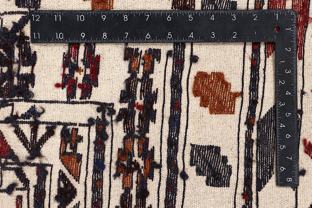 Ivory Handmade Pai Murgh Soumak Kilim Rug Rectangular