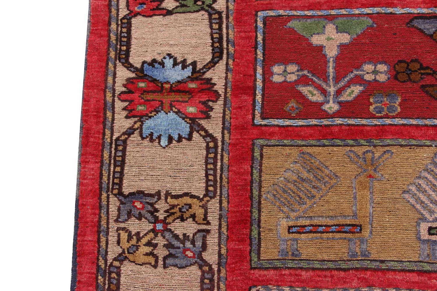 4' x 6'  Multi Handmade Berjista Afghan Rug Rectangular