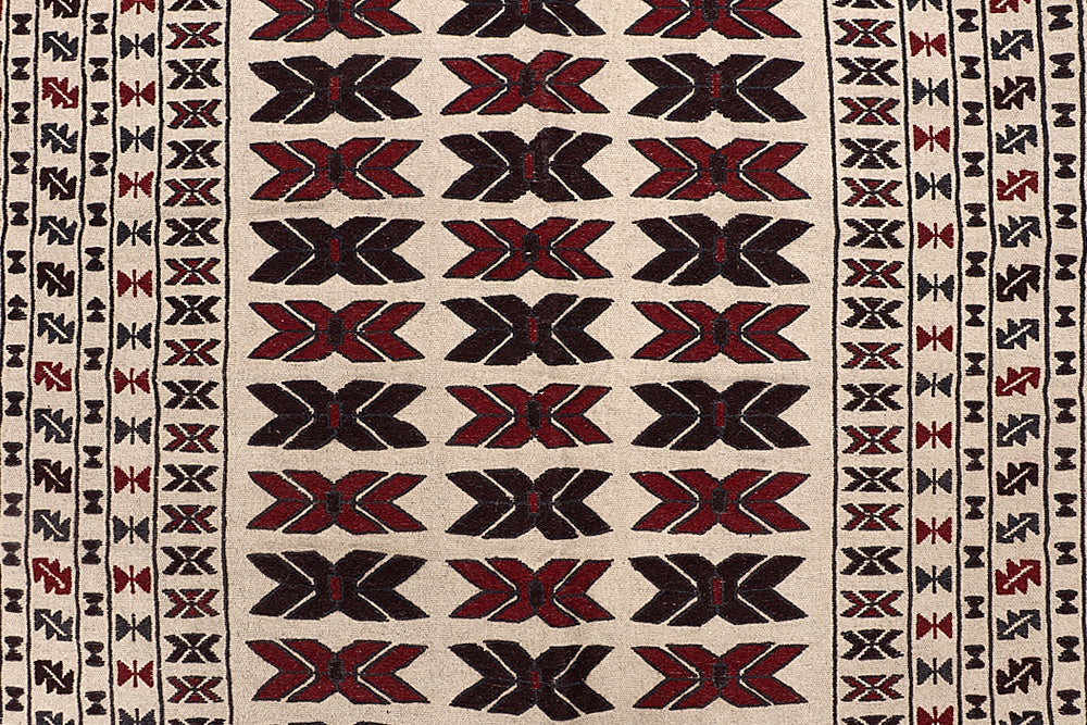 4' x 6'  Ivory Handmade Pai Murgh Soumak Kilim Rug Rectangular