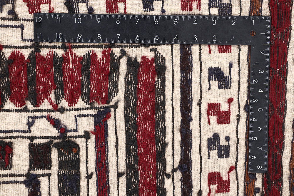 4' x 6'  Ivory Handmade Pai Murgh Soumak Kilim Rug Rectangular