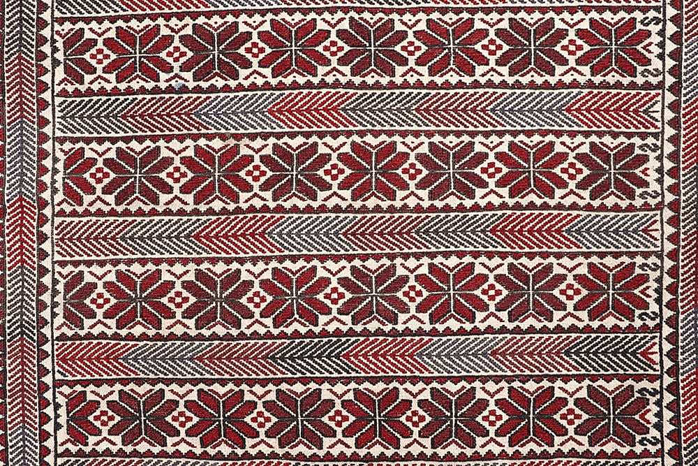 4' x 6'  Ivory Handmade Pai Murgh Soumak Kilim Rug Rectangular