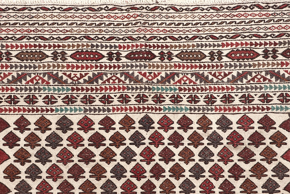 4' x 6'  Ivory Handmade Pai Murgh Soumak Kilim Rug Rectangular