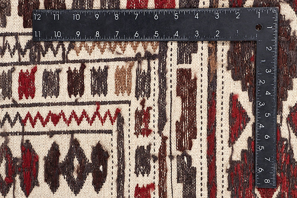 4' 6" x 6' 6  Ivory Handmade Pai Murgh Soumak Kilim Rug Rectangular