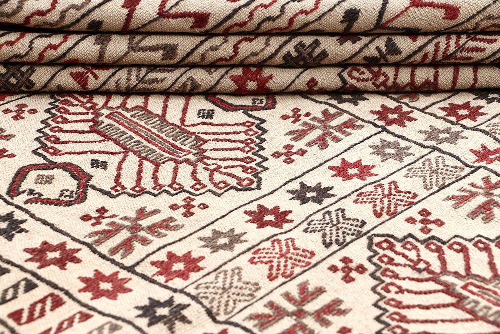 4' x 6'  Ivory Handmade Pai Murgh Soumak Kilim Rug Rectangular