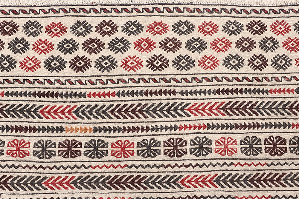 4' x 6'  Ivory Handmade Pai Murgh Soumak Kilim Rug Rectangular