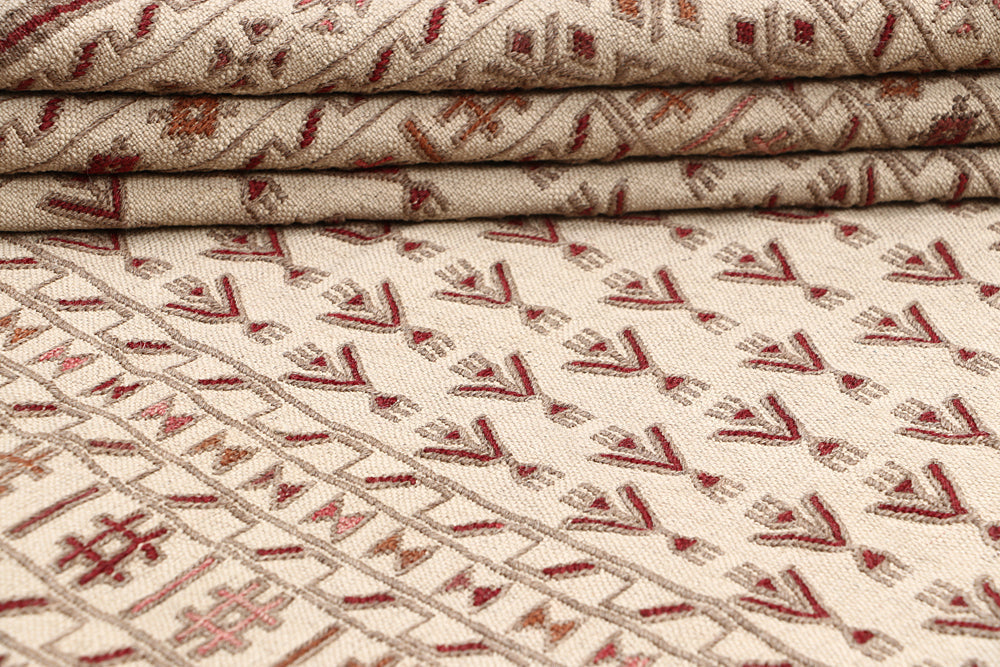 4' x 6'  Ivory Handmade Pai Murgh Soumak Kilim Rug Rectangular