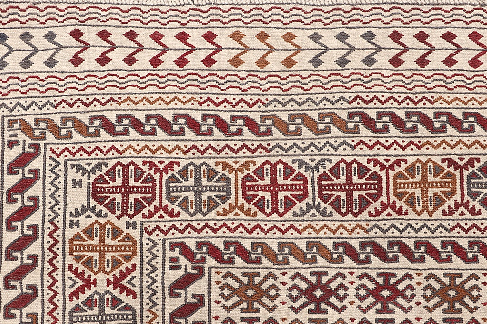 4' x 6'  Ivory Handmade Pai Murgh Soumak Kilim Rug Rectangular