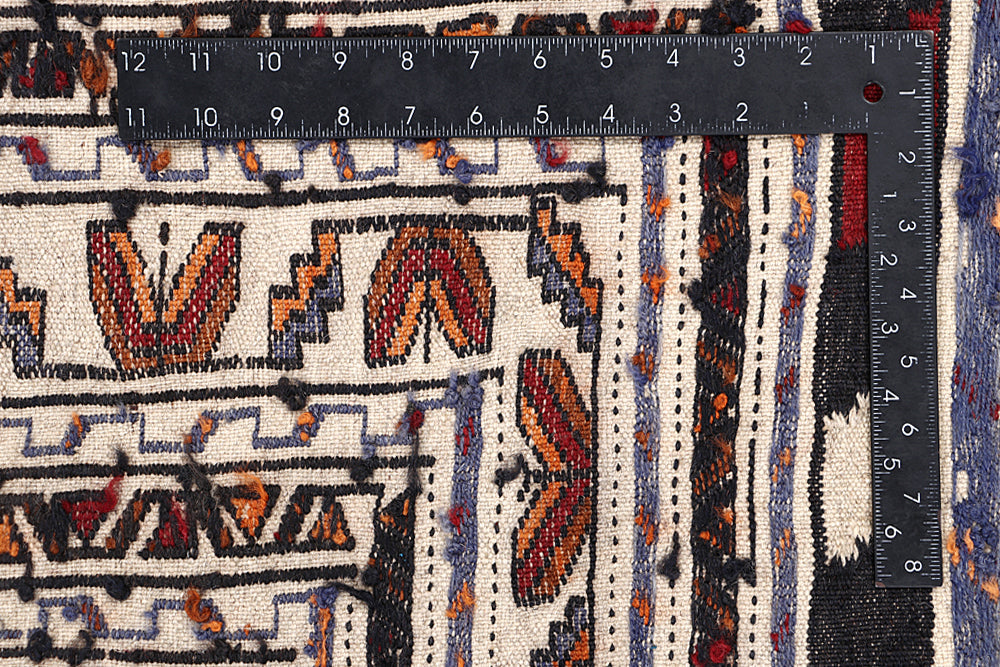Ivory Handmade Pai Murgh Soumak Kilim Rug Rectangular