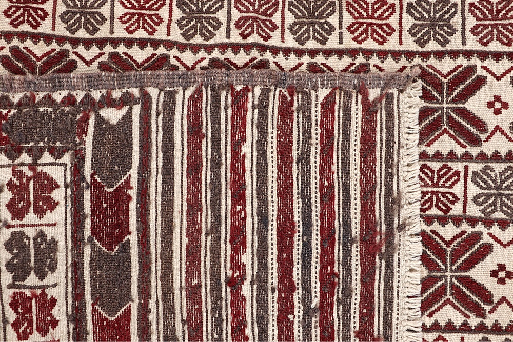 Ivory Handmade Pai Murgh Soumak Kilim Rug Rectangular