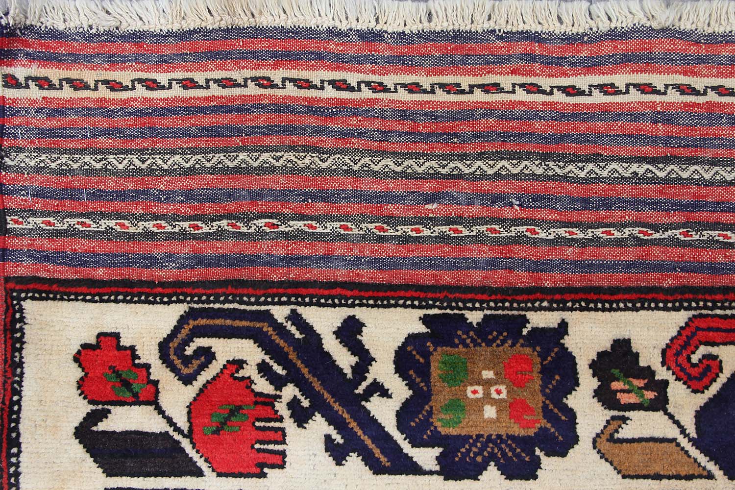 4' 6" x 6' 6  Red Handmade Berjista Afghan Rug Rectangular