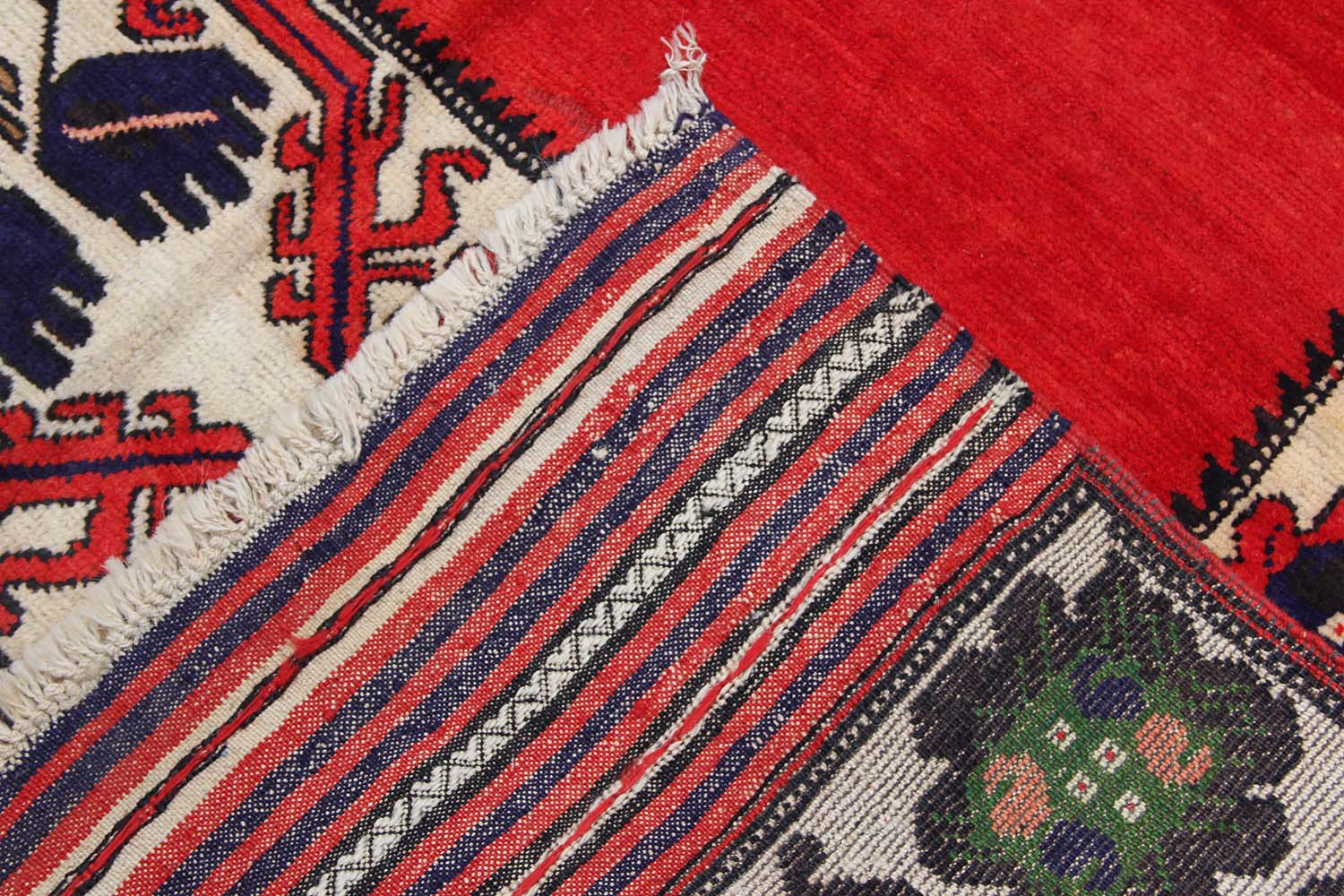 4' 6" x 6' 6  Red Handmade Berjista Afghan Rug Rectangular