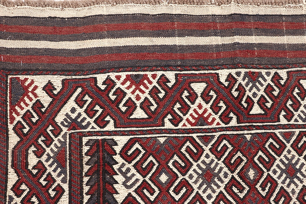 Ivory Handmade Pai Murgh Soumak Kilim Rug Rectangular