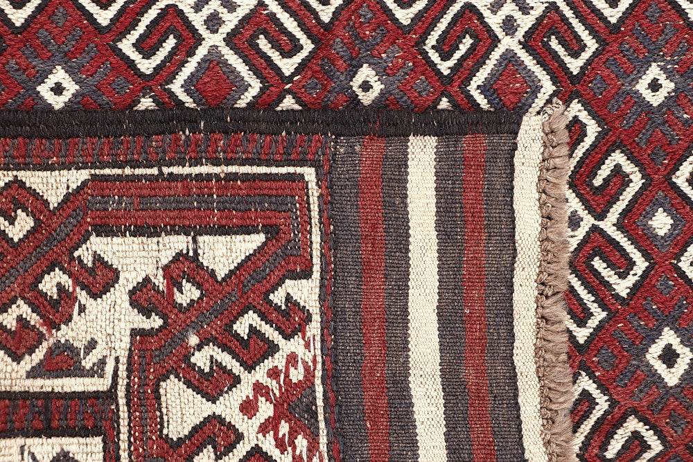Ivory Handmade Pai Murgh Soumak Kilim Rug Rectangular
