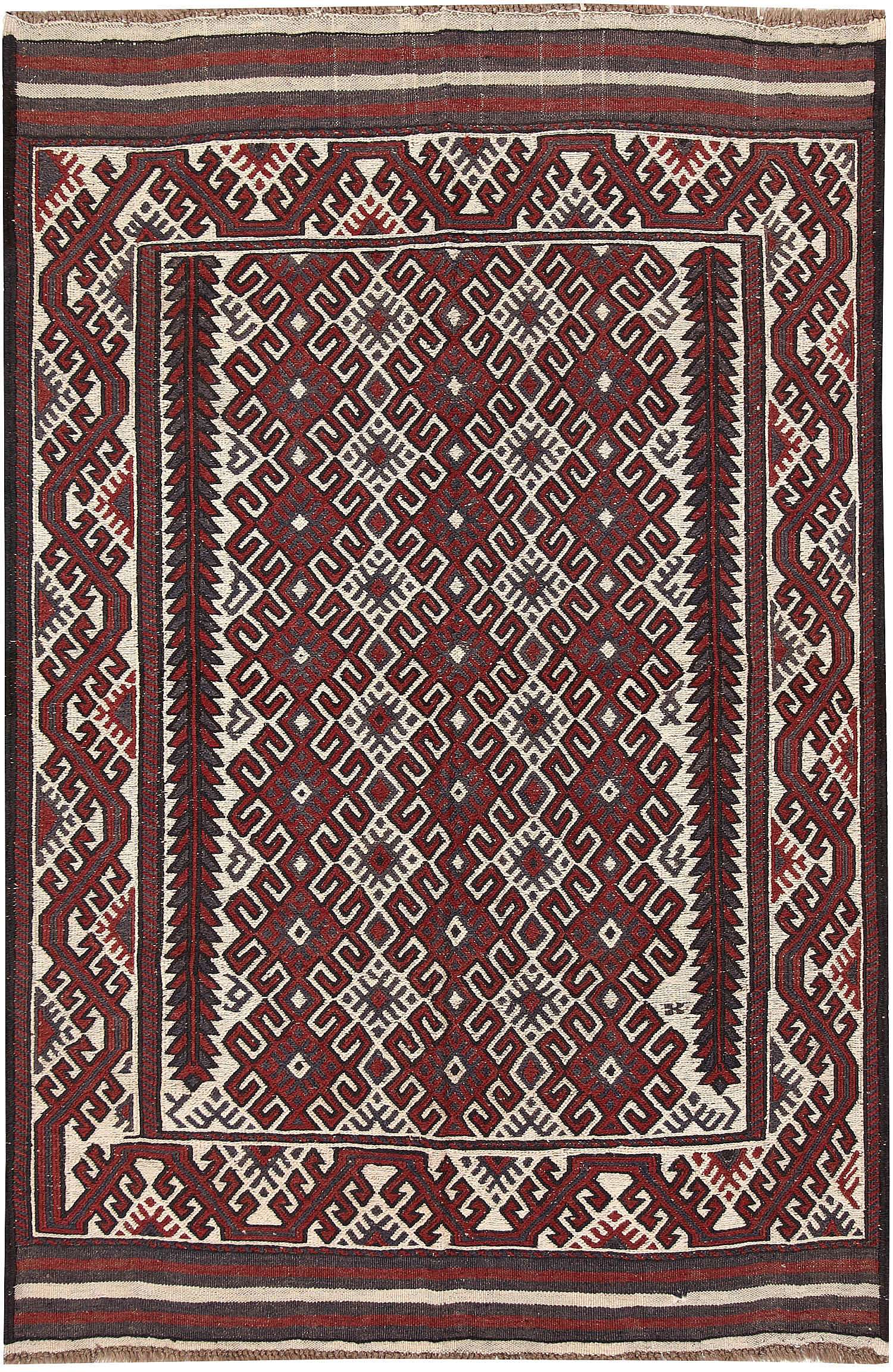 Ivory Handmade Pai Murgh Soumak Kilim Rug Rectangular