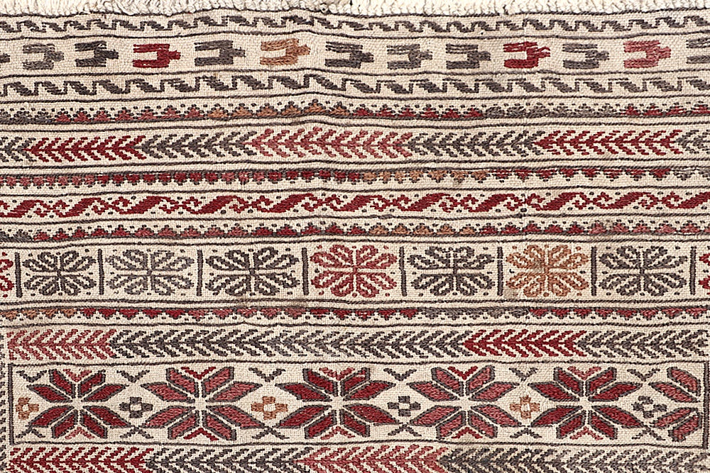 Ivory Handmade Pai Murgh Soumak Kilim Rug Rectangular