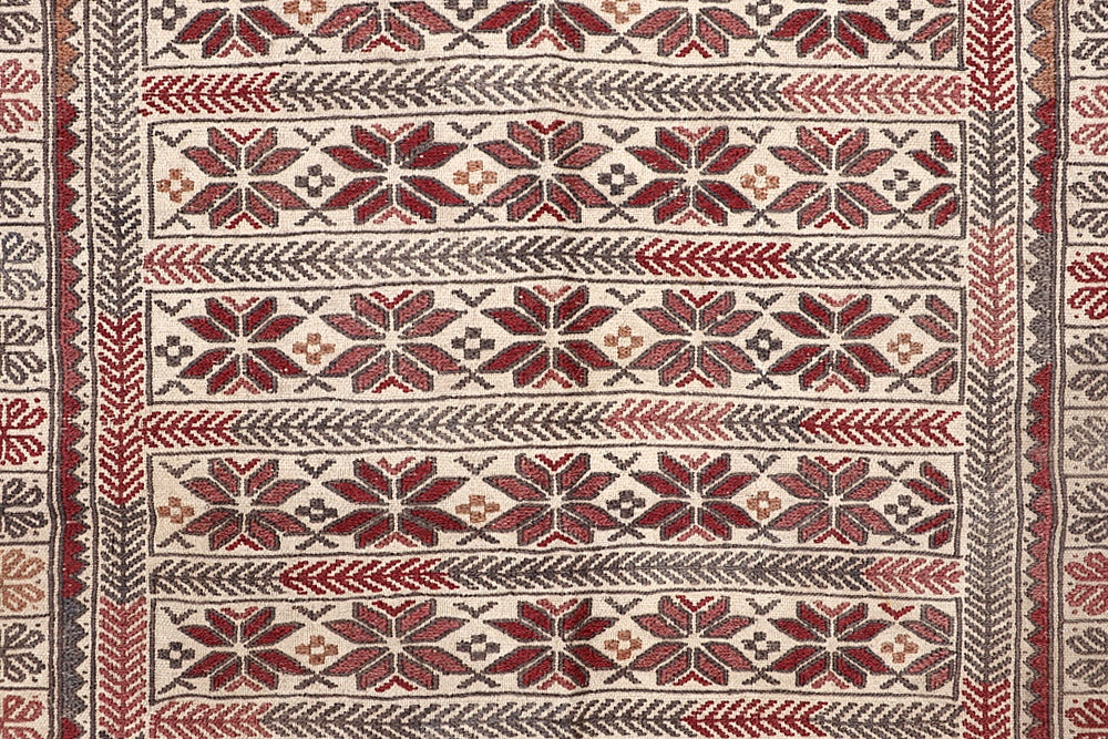 Ivory Handmade Pai Murgh Soumak Kilim Rug Rectangular