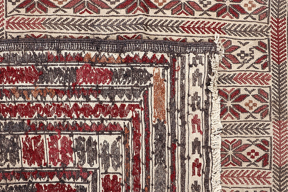 Ivory Handmade Pai Murgh Soumak Kilim Rug Rectangular