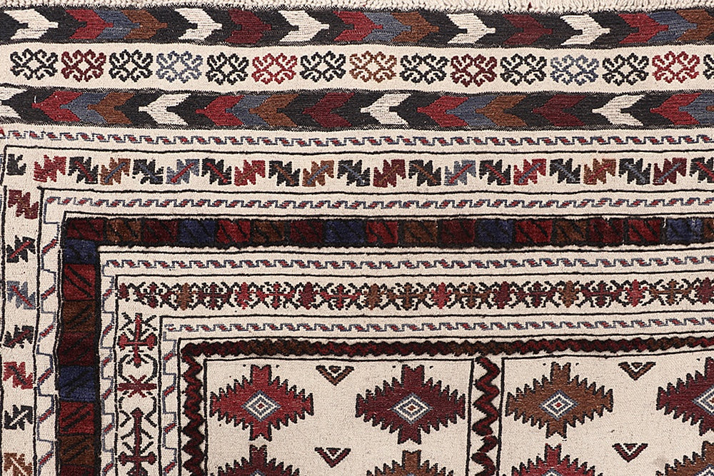 Ivory Handmade Pai Murgh Soumak Kilim Rug Rectangular