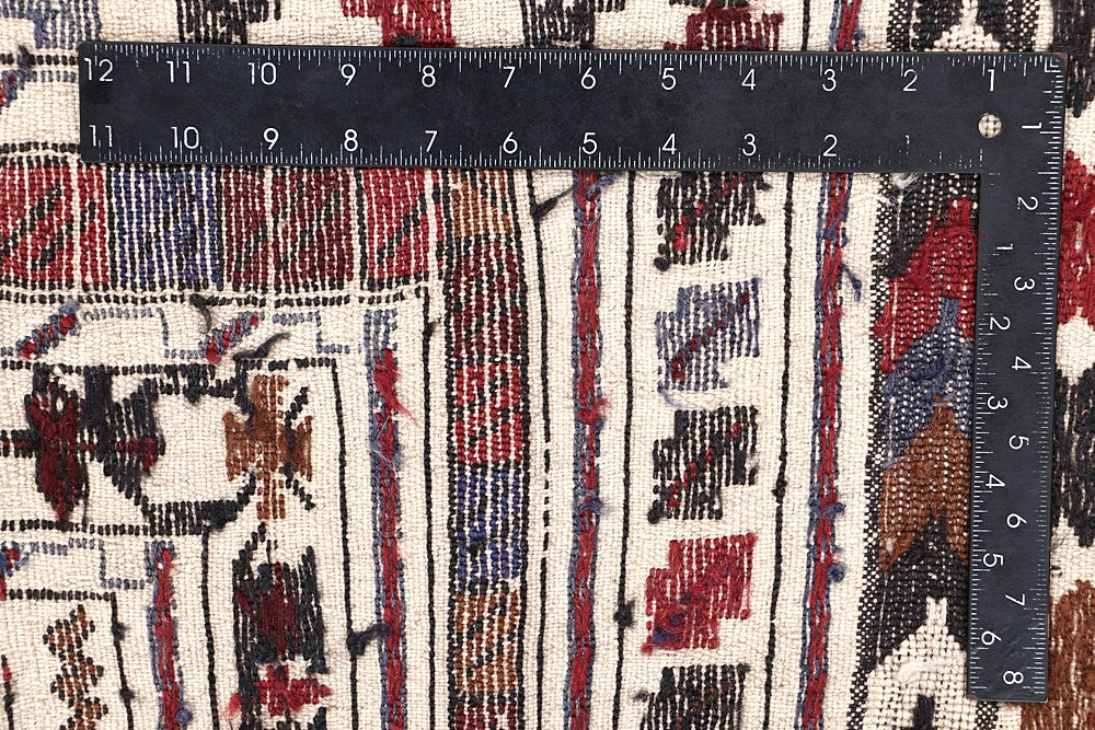 Ivory Handmade Pai Murgh Soumak Kilim Rug Rectangular