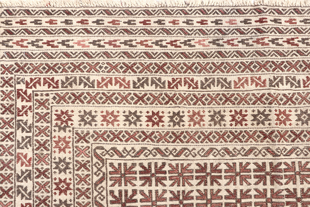 Ivory Handmade Pai Murgh Soumak Kilim Rug Rectangular
