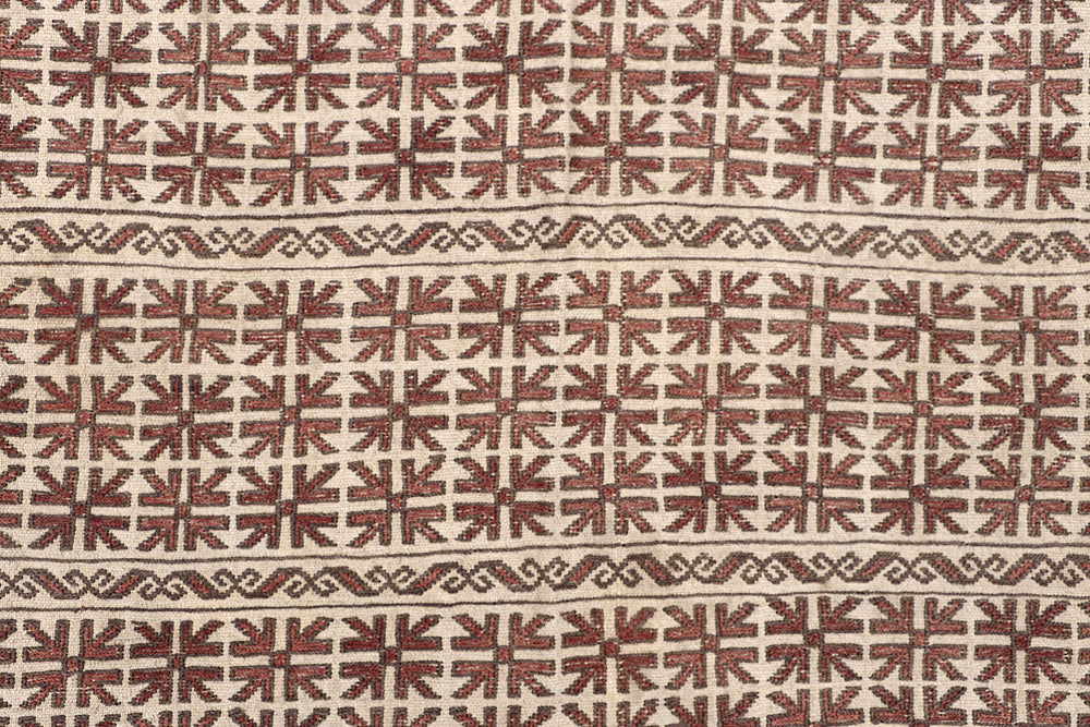 Ivory Handmade Pai Murgh Soumak Kilim Rug Rectangular