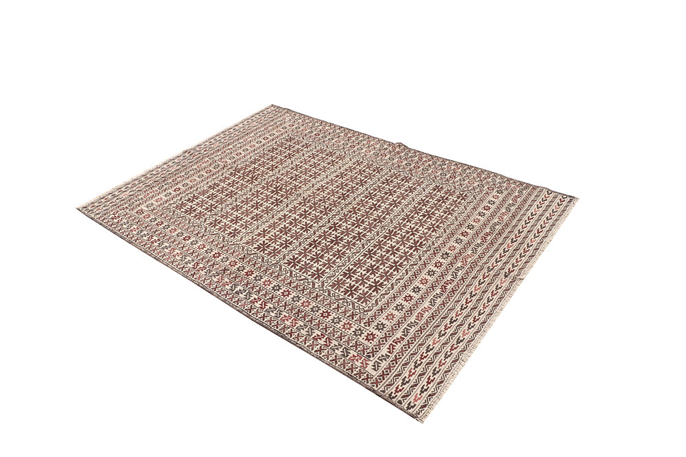 Ivory Handmade Pai Murgh Soumak Kilim Rug Rectangular