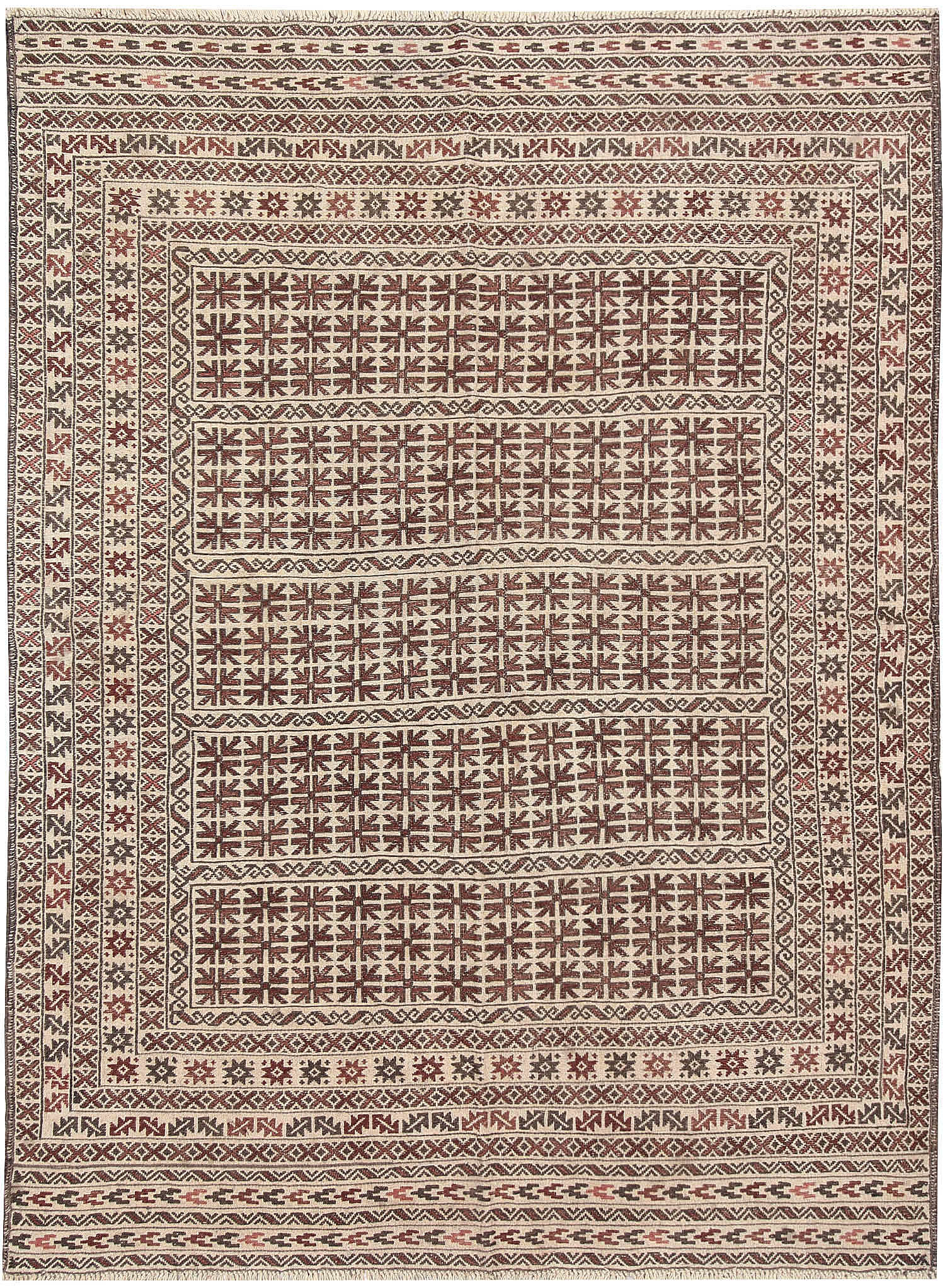 Ivory Handmade Pai Murgh Soumak Kilim Rug Rectangular