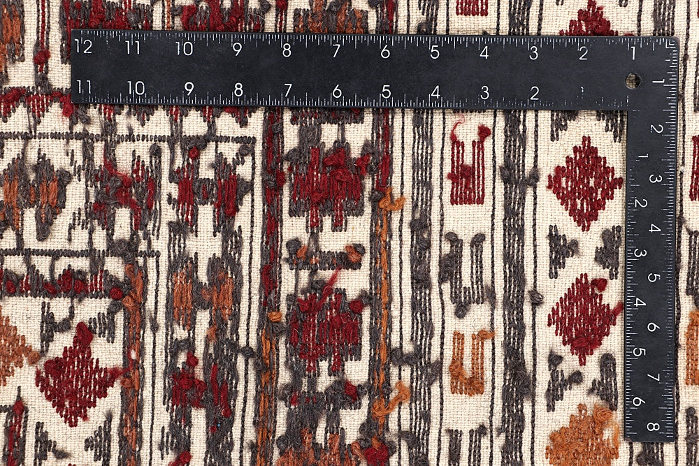 4' x 6'  Ivory Handmade Pai Murgh Soumak Kilim Rug Rectangular