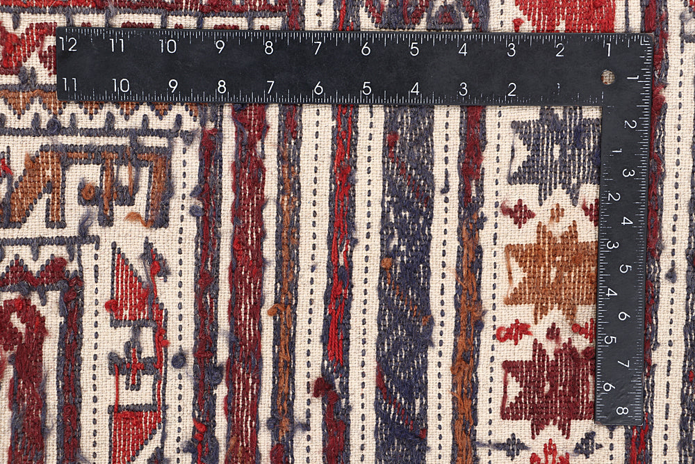Ivory Handmade Pai Murgh Soumak Kilim Rug Rectangular