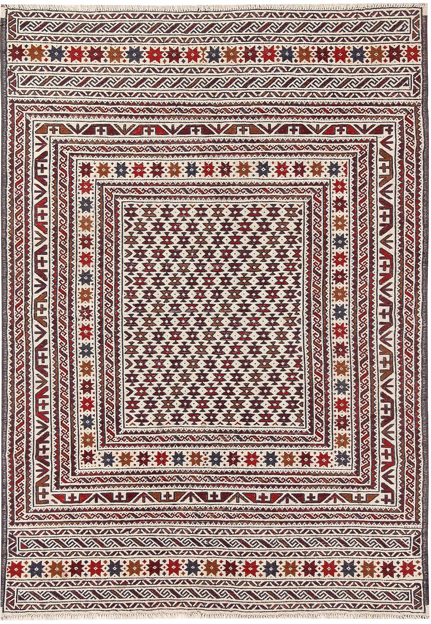 Ivory Handmade Pai Murgh Soumak Kilim Rug Rectangular