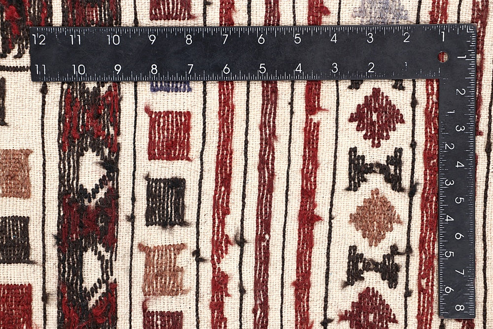 4' 6" x 6' 6  Ivory Handmade Pai Murgh Soumak Kilim Rug Rectangular