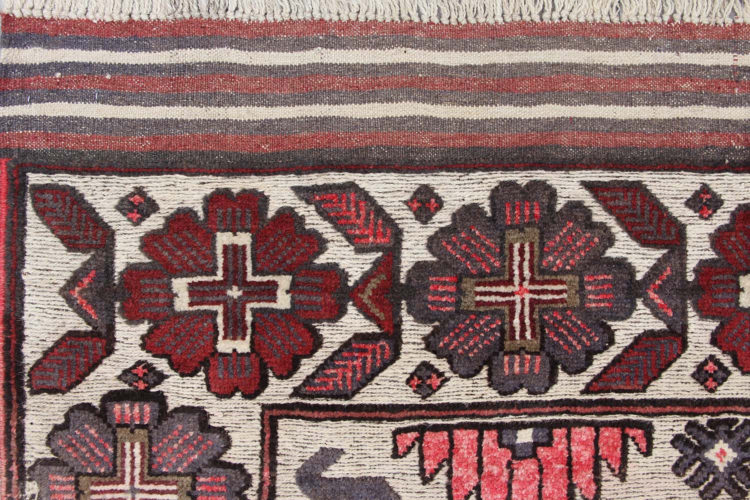 4' x 6'  Ivory Handmade Berjista Afghan Rug Rectangular