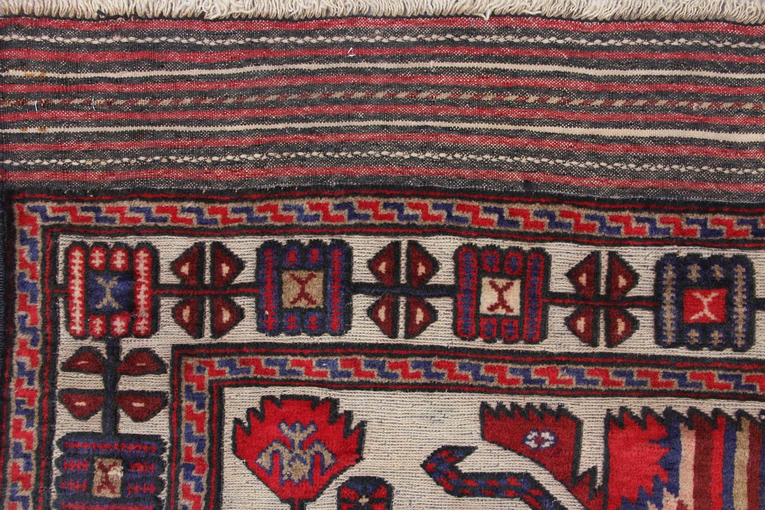 4' x 6'  Ivory Handmade Berjista Afghan Rug Rectangular