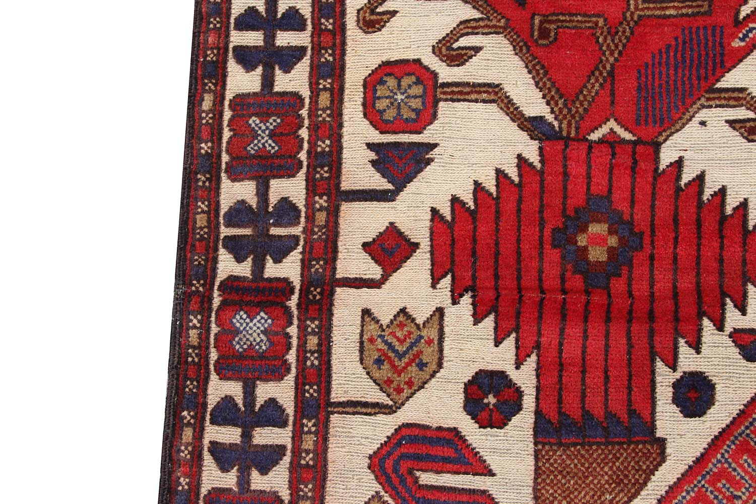4' x 6'  Ivory Handmade Berjista Afghan Rug Rectangular