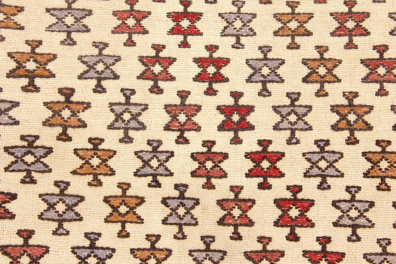 4' x 6'  Ivory Handmade Pai Murgh Soumak Kilim Rug Rectangular